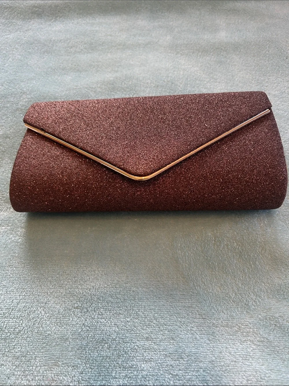 Glitter Envelope Clutch/Crossbody — Sparkling Bronze with Gold Trim